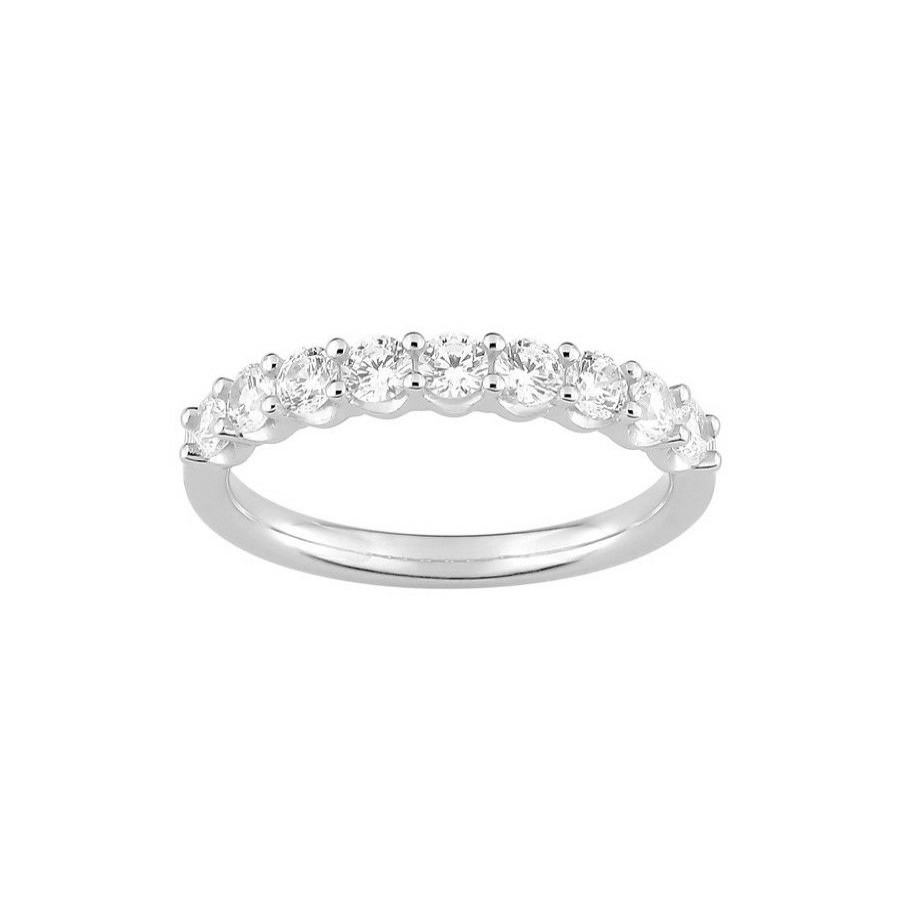 Mulher OroVivo  | Meia Alianca Ouro Branco 18K Diamante Criado 0.75Ct